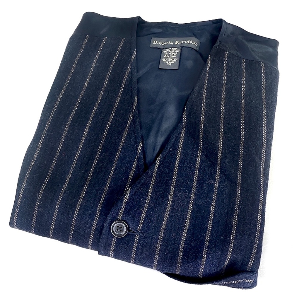 Vintage Banana Republic Navy & Brown Pinstripe Vest
